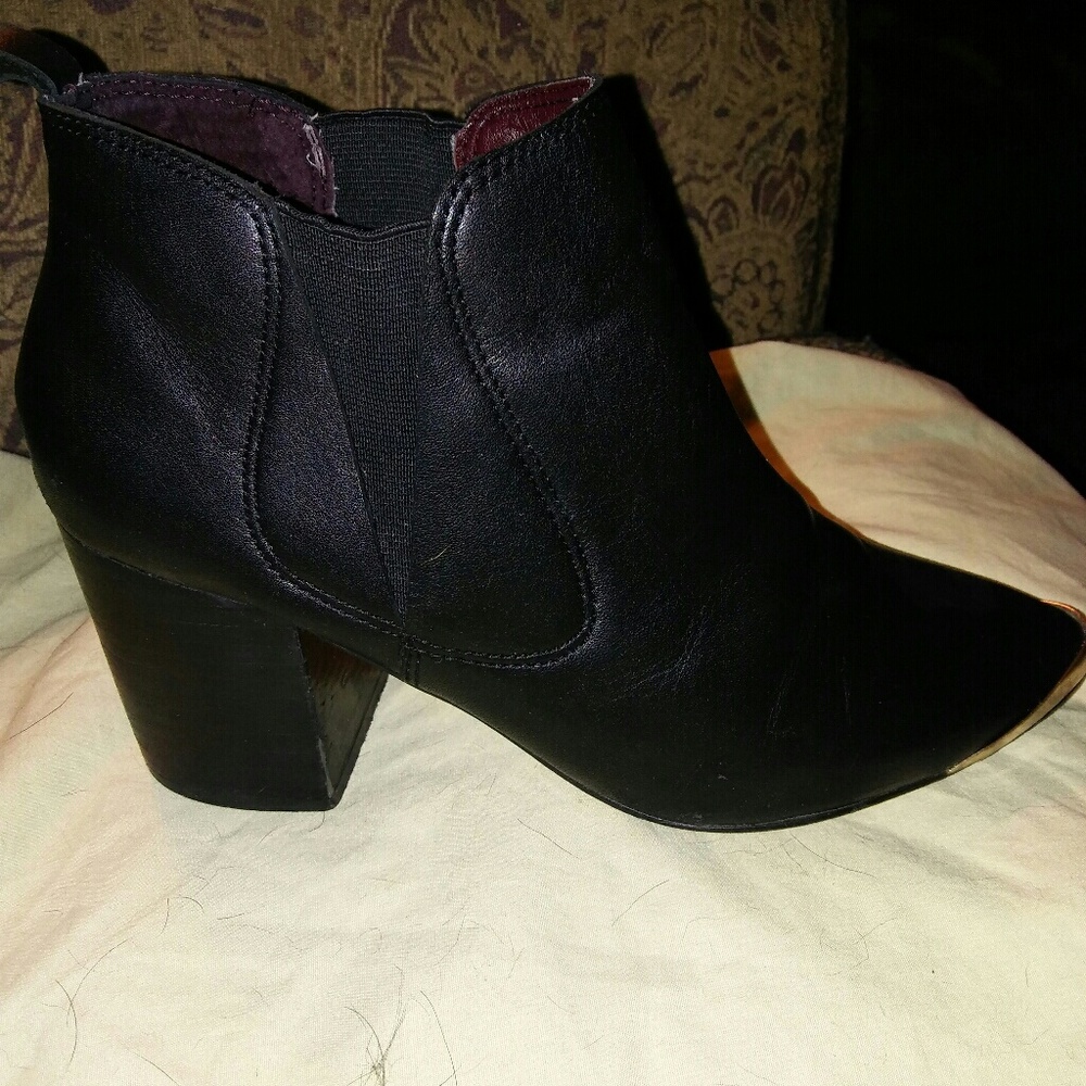 Black leather ankle boots